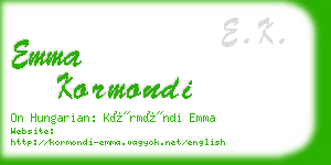 emma kormondi business card